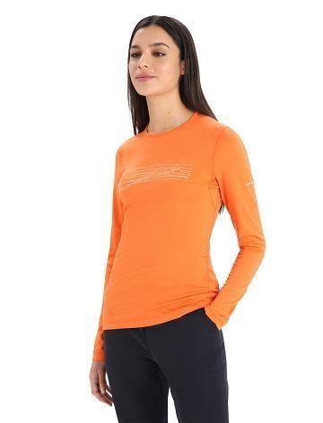 Flash Women's Icebreaker Merino 200 Oasis Long Sleeve Crewe Ski Stripes Base Layers | USA 1830UZGT